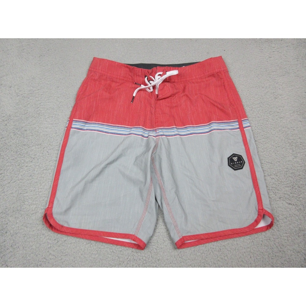 Vissla Swim Trunks Mens 30 Gray Red Board Shorts Bathing Suit 30X18